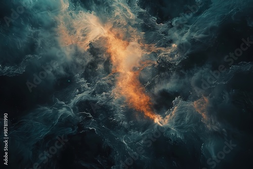 A space filled with clouds and stars