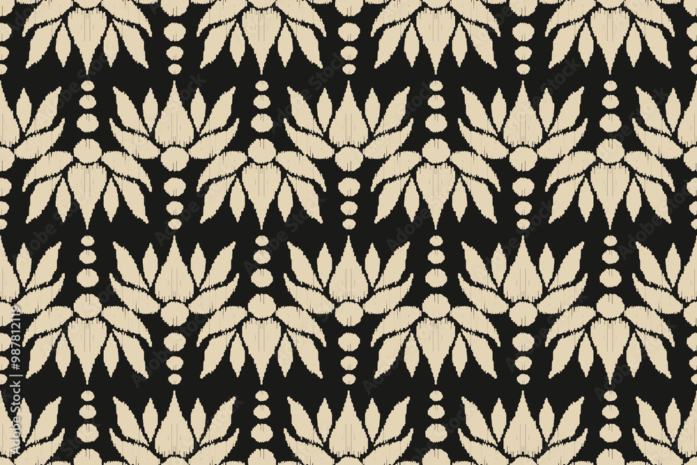 Motifs Ikat floral embroidery background.geometric ethnic oriental pattern traditional.Aztec-style abstract vector illustration. design for texture, fabric, clothing, wrapping, decoration Motifs Ikat floral embroidery background.geometric ethnic oriental pattern traditional.Aztec-style abstract vector illustration. design for texture, fabric, clothing, wrapping, decoration