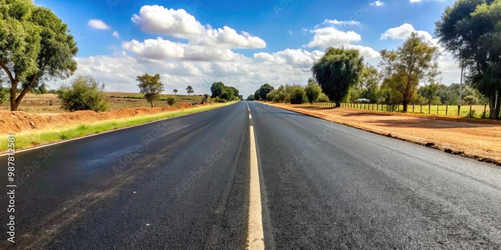 Open road stretching into the distance under a blue sky. Open road stretching into the distance under a blue sky.