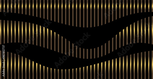 a composition of vertical line reinforcement that forms a curved line with brown and gold colors and a black background as inspiration for the background of visual communication design
