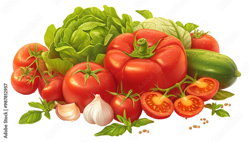 Isolated vegetable set of tomatoes, peppers, onions and garlic, eggplants.
Isolated vegetable set of tomatoes, peppers, onions and garlic, eggplants.