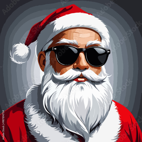 Santa Wearing Sunglasses Vector Illustration