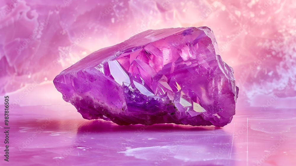 Fototapeta premium Sugilite gemstone polished against a pink background