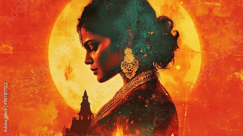 A vintage-style Bollywood movie poster design with a 3D, glowing effect. Perfect for advertising or creating a retro look.