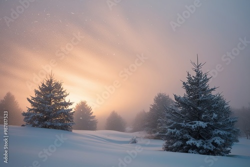 Radiant Snowfall in a Cozy Festive Setting