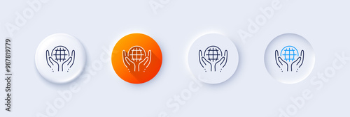 Organic tested line icon. Neumorphic, Orange gradient, 3d pin buttons. Bio cosmetics sign. Fair trade symbol. Line icons. Neumorphic buttons with outline signs. Vector