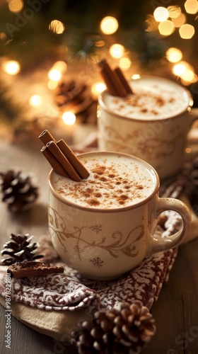 Holiday Spirit: Cozy Eggnog Scene for Seasonal Promotions