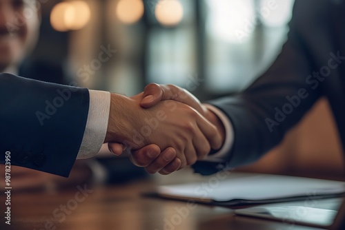 Two businessmen shaking hands after successful meeting