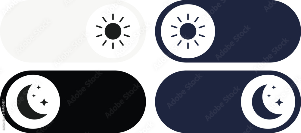 Εκτύπωση καμβά Day and night toggle switch icons set