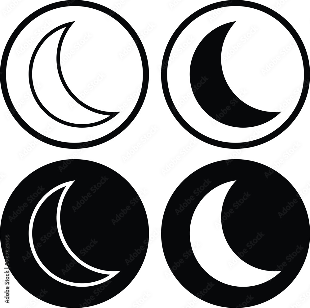 Moon icon set. Night icon set. Sparkle Icon Set of Moon. Different types of Moon, constellations, galaxies. Vector Illustration isolated. Dark mood icon Moon icon set. Night icon set. Sparkle Icon Set of Moon. Different types of Moon, constellations, galaxies. Vector Illustration isolated. Dark mood icon