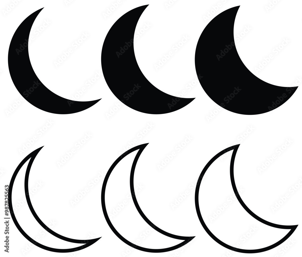 Moon icon set. Night icon set. Sparkle Icon Set of Moon. Different types of Moon, constellations, galaxies. Vector Illustration isolated. Dark mood icon Moon icon set. Night icon set. Sparkle Icon Set of Moon. Different types of Moon, constellations, galaxies. Vector Illustration isolated. Dark mood icon