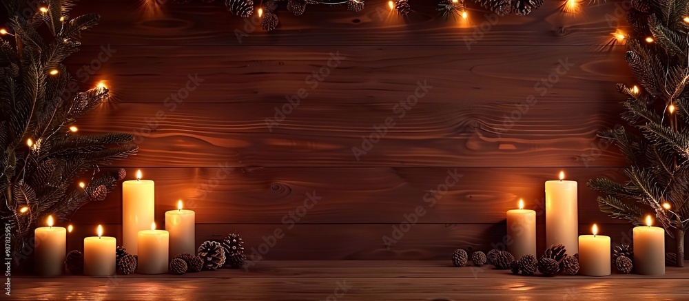 Copy space for your product display on empty wooden surface and Christmas decoration. Background for christmas and advent concepts with space for text. Interior design 3d render Copy space for your product display on empty wooden surface and Christmas decoration. Background for christmas and advent concepts with space for text. Interior design 3d render