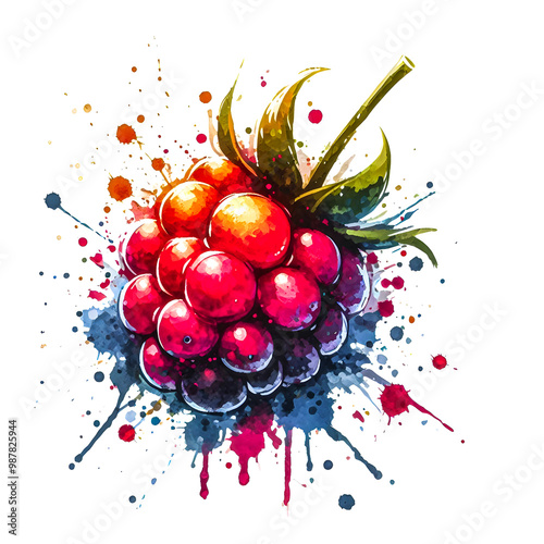 A tayberry vector painting art illustration on a white background.
 photo