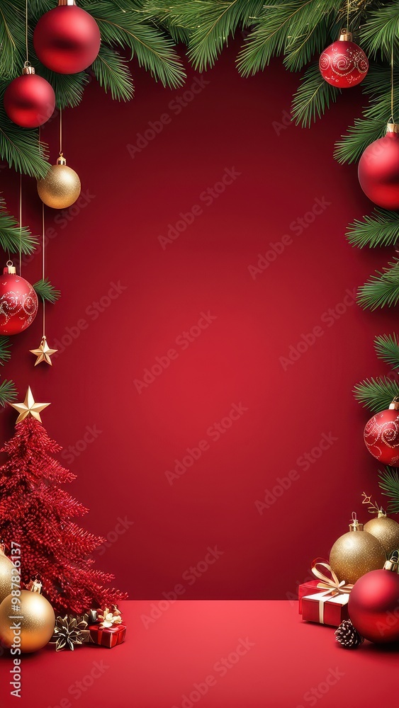 custom made wallpaper toronto digitalA festive holiday background with Christmas decorations and a red theme.