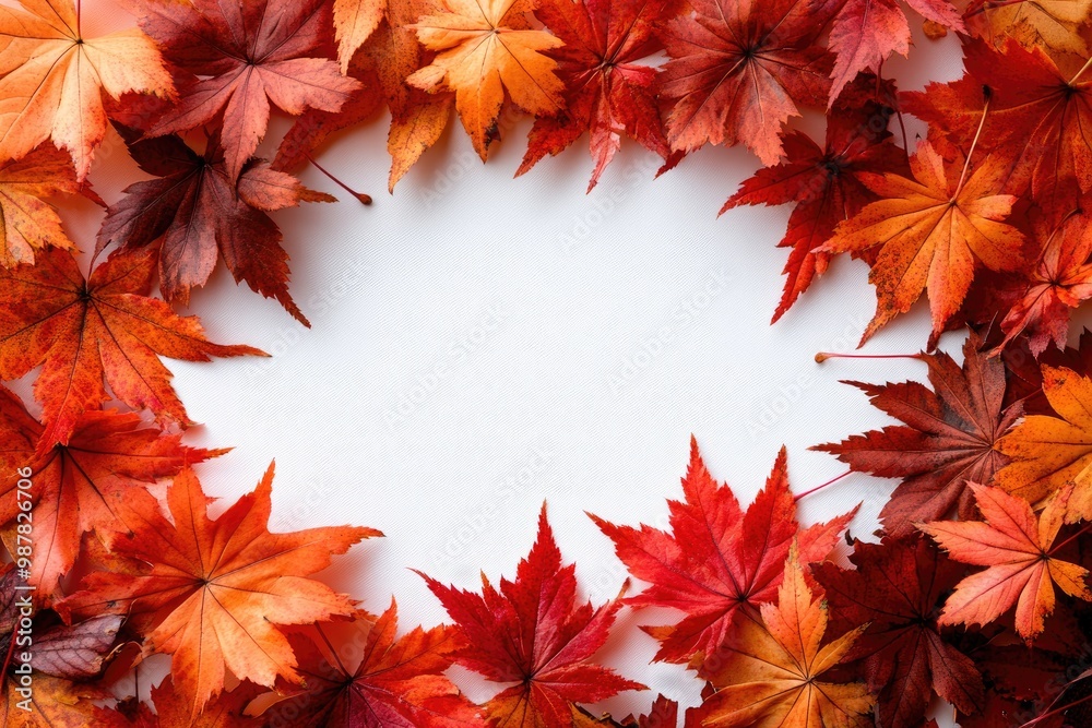 Colorful autumn maple leaves frame on white background Colorful autumn maple leaves frame on white background