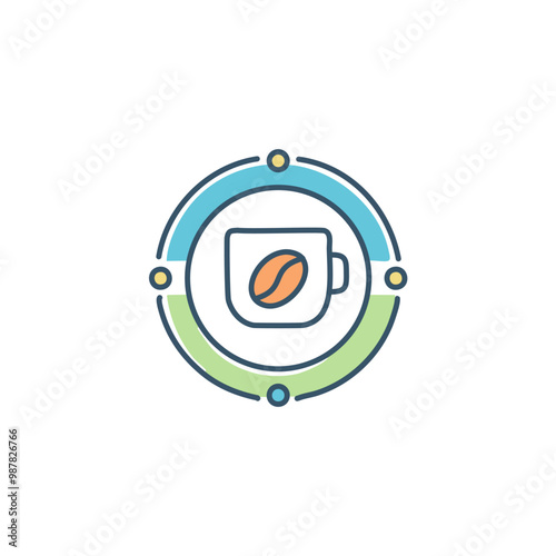 A coffee cup and a bean vector icon design