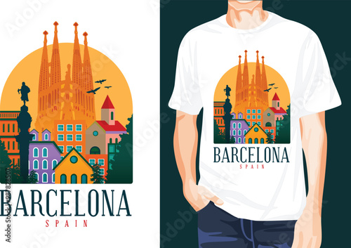 Barcelona Skyline t-shirt design unique idea
