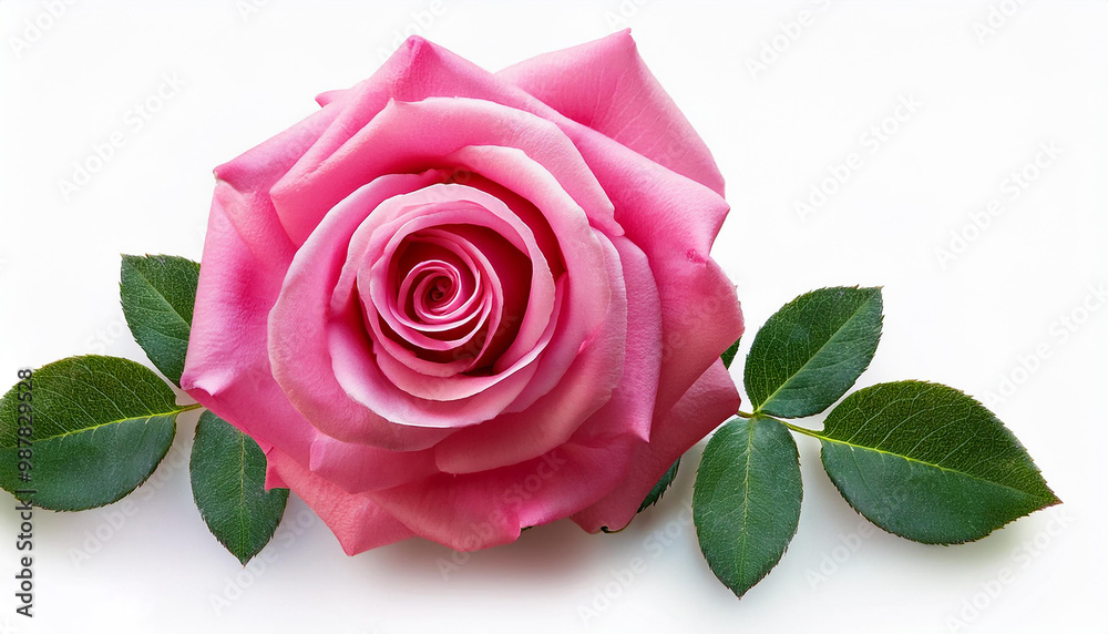 Naklejka premium Fresh pink rose isolated on White Background 