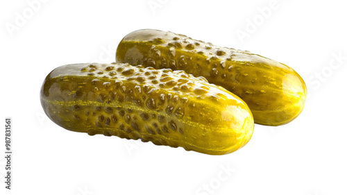 pickled cucumbers on a white background