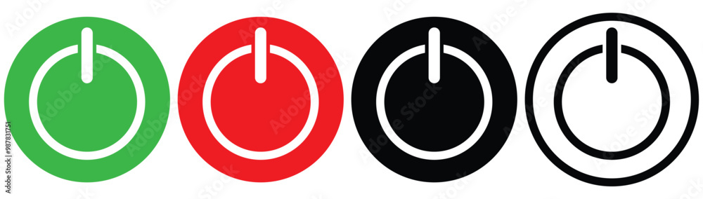 Power Button Icon with Multi Series. On Off Buttons Illustration isolated Power Button Icon with Multi Series. On Off Buttons Illustration isolated