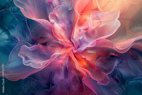 Vibrant digital art of a flower, blending colors for a dreamlike effect