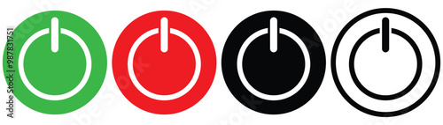 Power Button Icon with Multi Series. On Off Buttons Illustration isolated