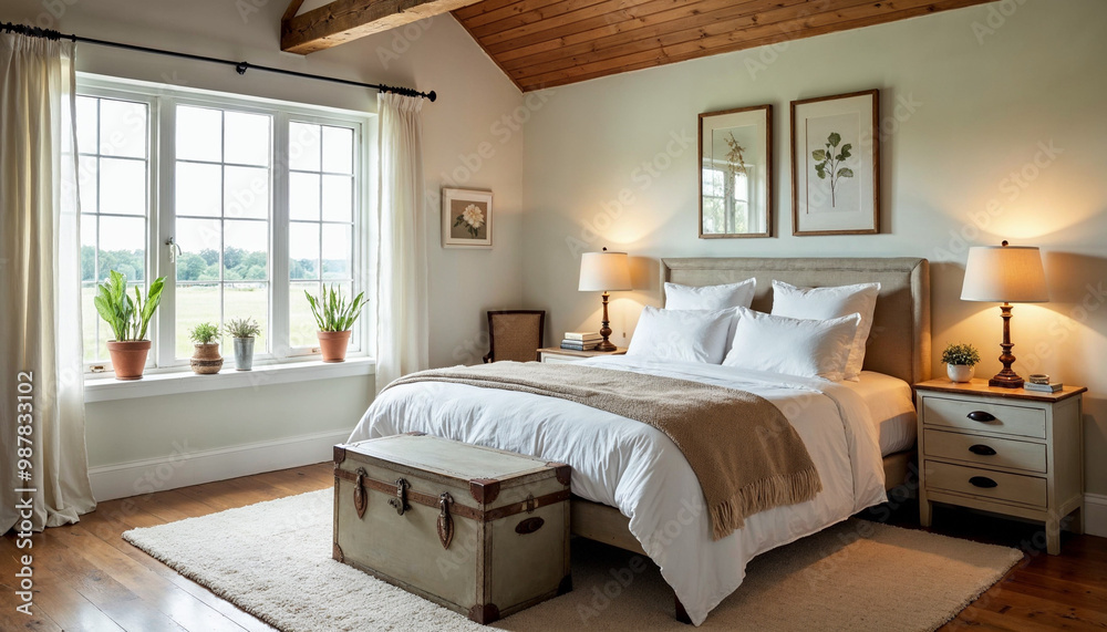 Cozy modern farmhouse living room with a leather sofa, gas fireplace, and inviting decor.






