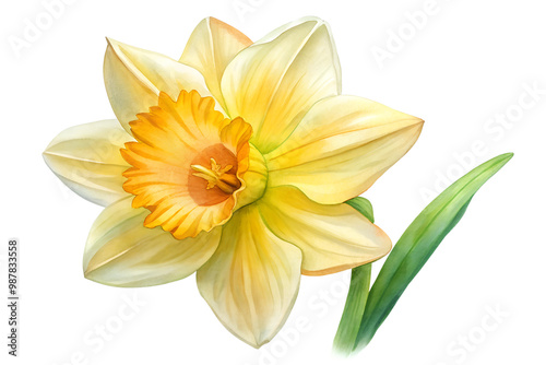 yellow daffodil isolated on transparent background