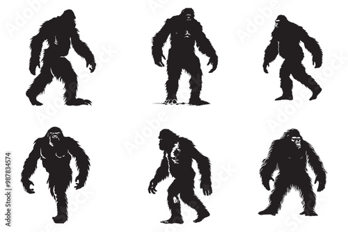 Bigfoot Silhouette Vector Mysterious Bigfoot Silhouette Vector