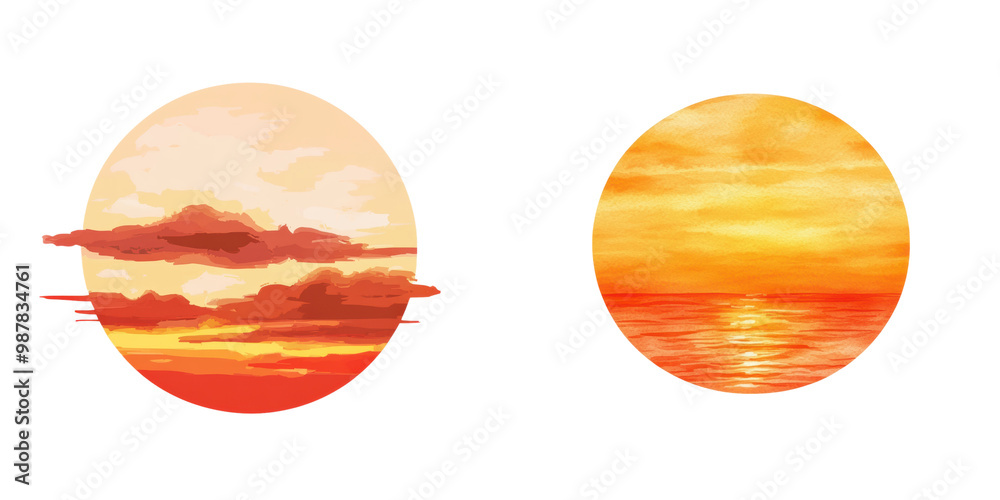 Beautiful sunset with vibrant orange and pink hues, isolated on a transparent background Beautiful sunset with vibrant orange and pink hues, isolated on a transparent background
