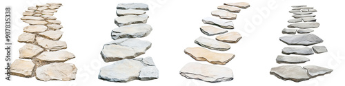Curved stone path isolated on a transparent background