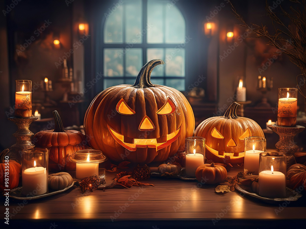 Fototapeta premium Halloween decoration in the night