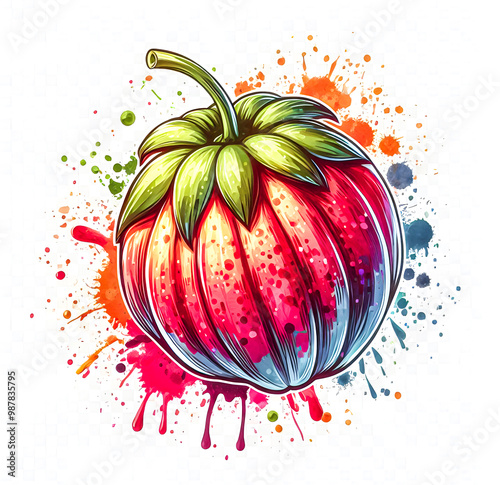 A kepel fruit vector painting art illustration on a white background.
 photo