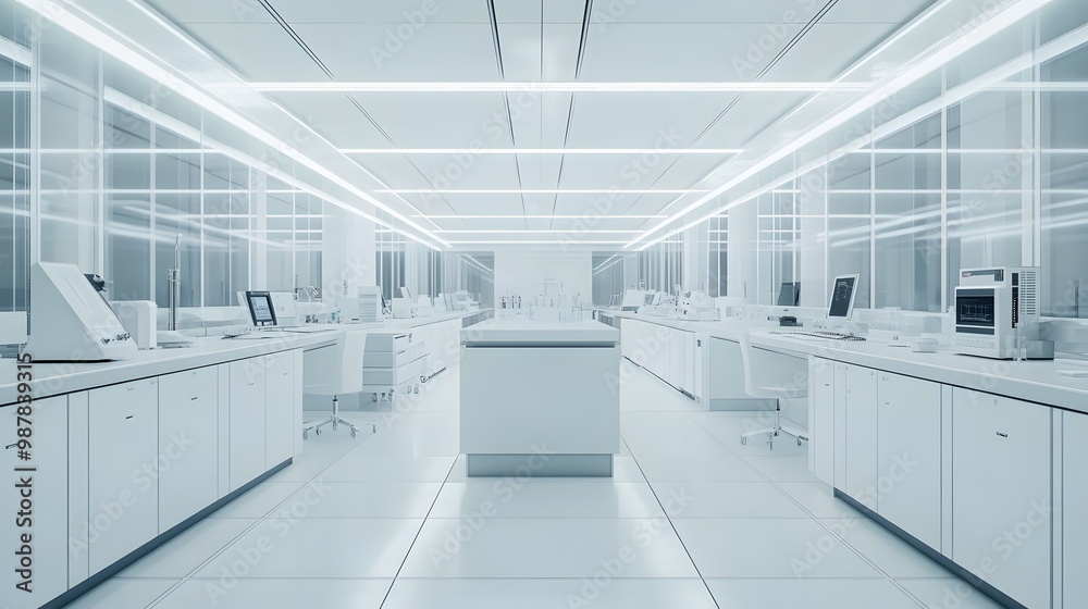 A Modern, Sterile, All-White Laboratory Interior A Modern, Sterile, All-White Laboratory Interior
