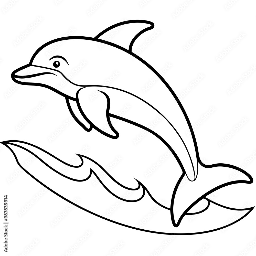 Fototapeta premium Kite Surfing Dolphin Line Art with Dynamic Motion