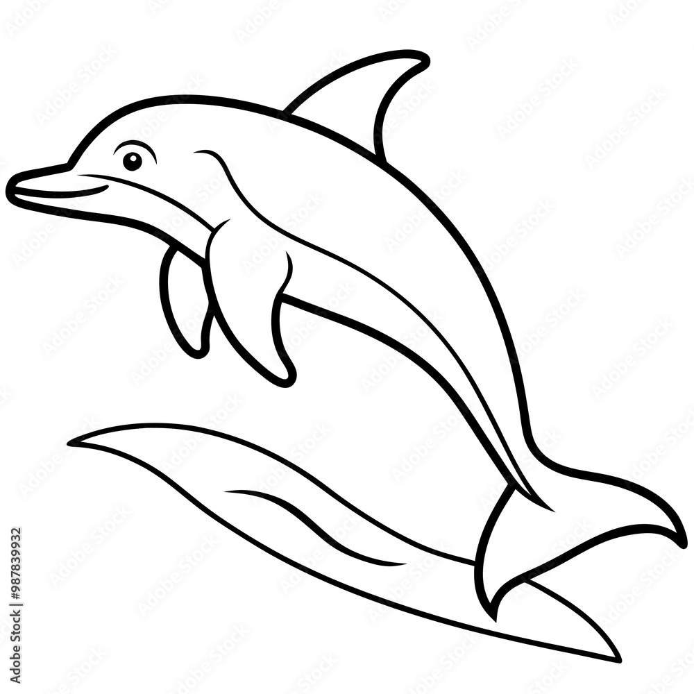 Naklejka premium Kite Surfing Dolphin Line Art with Dynamic Motion
