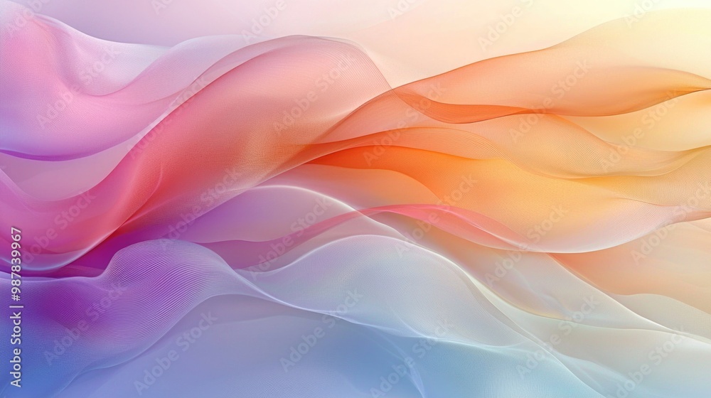 Soft pastel waves creating a serene abstract background Soft pastel waves creating a serene abstract background