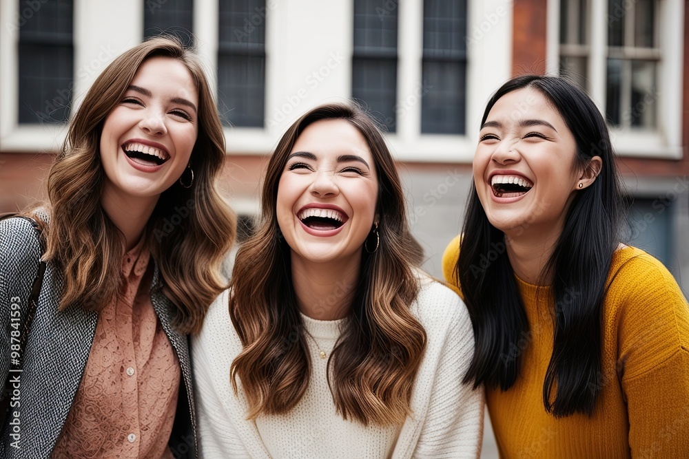 Joyful Moments of Laughter and Style Featuring Young Women Joyful Moments of Laughter and Style Featuring Young Women