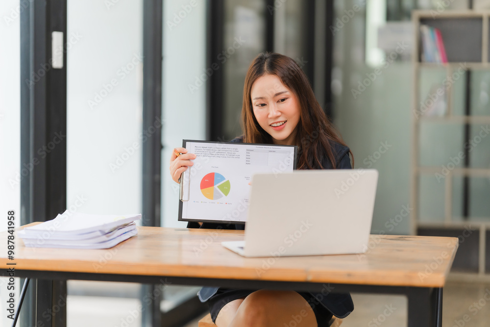 Confident Data Analyst Presents Findings Online Confident Data Analyst Presents Findings Online