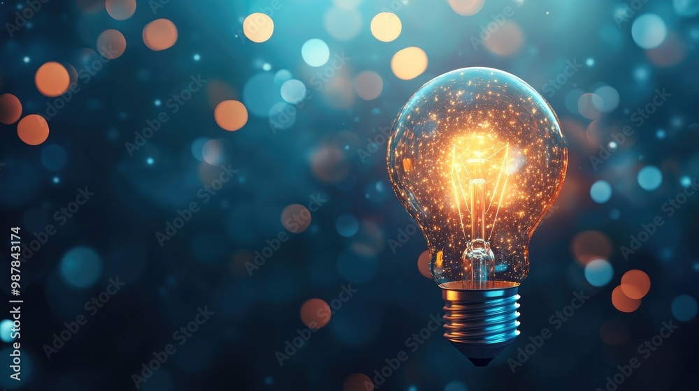 Ideas and Knowledge Concept - Glowing Light Bulb. Ideas and Knowledge Concept - Glowing Light Bulb.