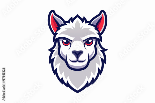 Alpaca head mascot logo design vector illustration