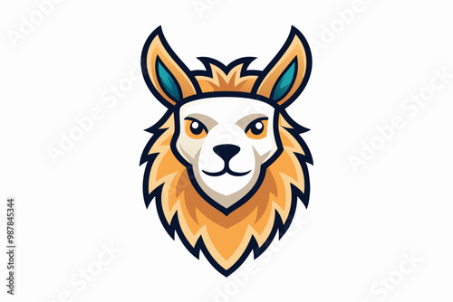 Alpaca head mascot logo design vector illustration