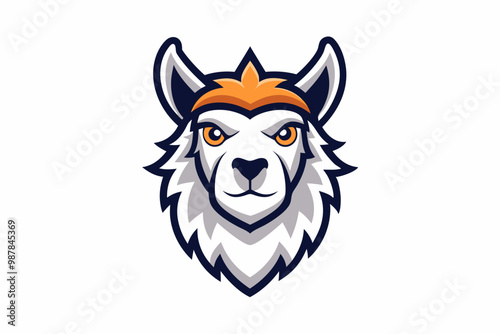 Alpaca head mascot logo design vector illustration