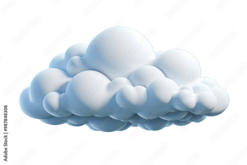 Single 3D cartoon cloud, full body, centered, cut-out, isolated on white background, high-resolution stock photograph, ultra-clear, ultra realistic Single 3D cartoon cloud, full body, centered, cut-out, isolated on white background, high-resolution stock photograph, ultra-clear, ultra realistic