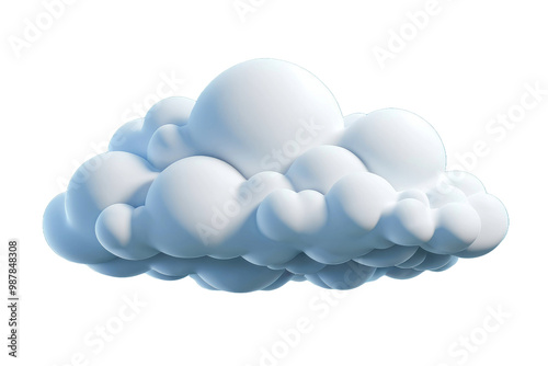 Single 3D cartoon cloud, full body, centered, cut-out, isolated on white background, high-resolution stock photograph, ultra-clear, ultra realistic