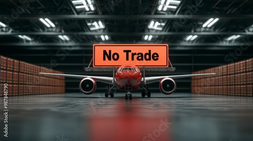 A cargo plane sits in a warehouse, prominently displaying a 