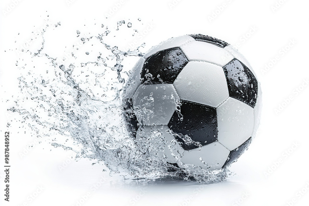 Naklejka premium Football Kick On A White Background