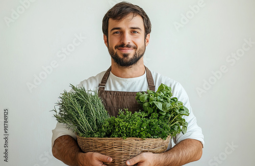 Gardener Man On A White Bac...