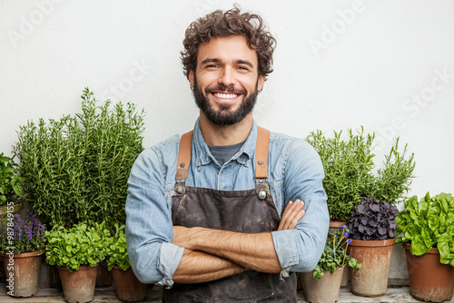 Gardener Man On A White Bac...