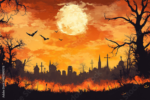 Halloween Cemetery Background